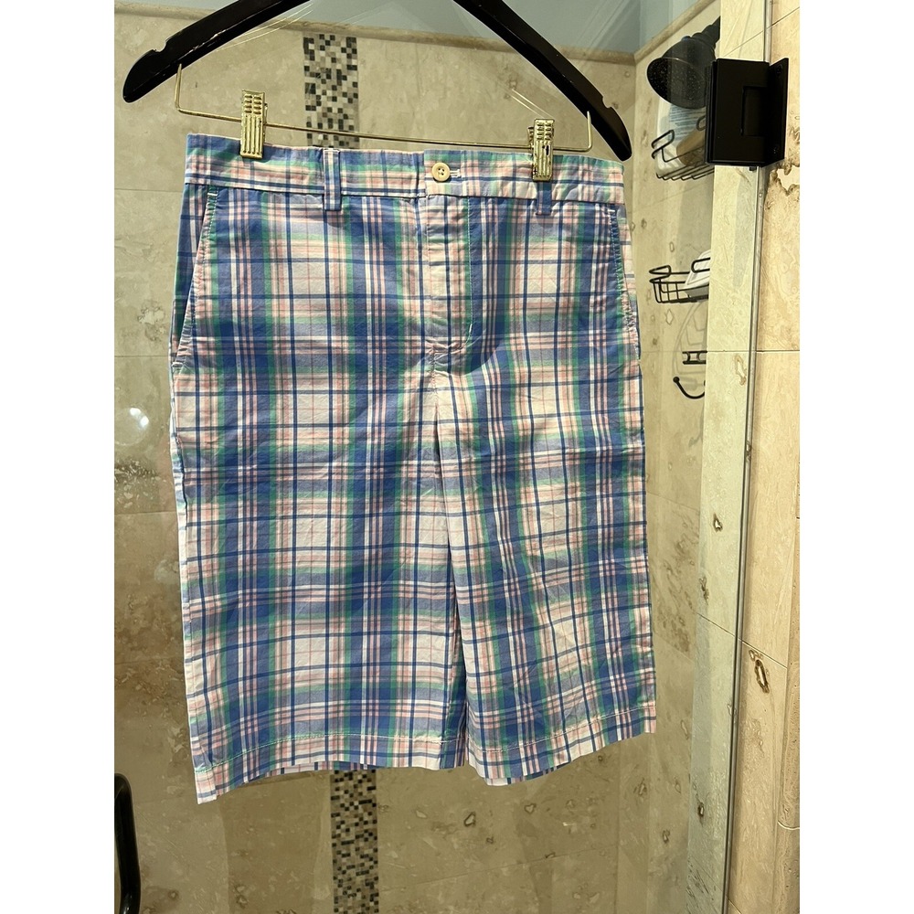 Vineyard Vines Boys Size 16 Classic Fit Breaker Plaid Shorts Pink Blue Green NWT